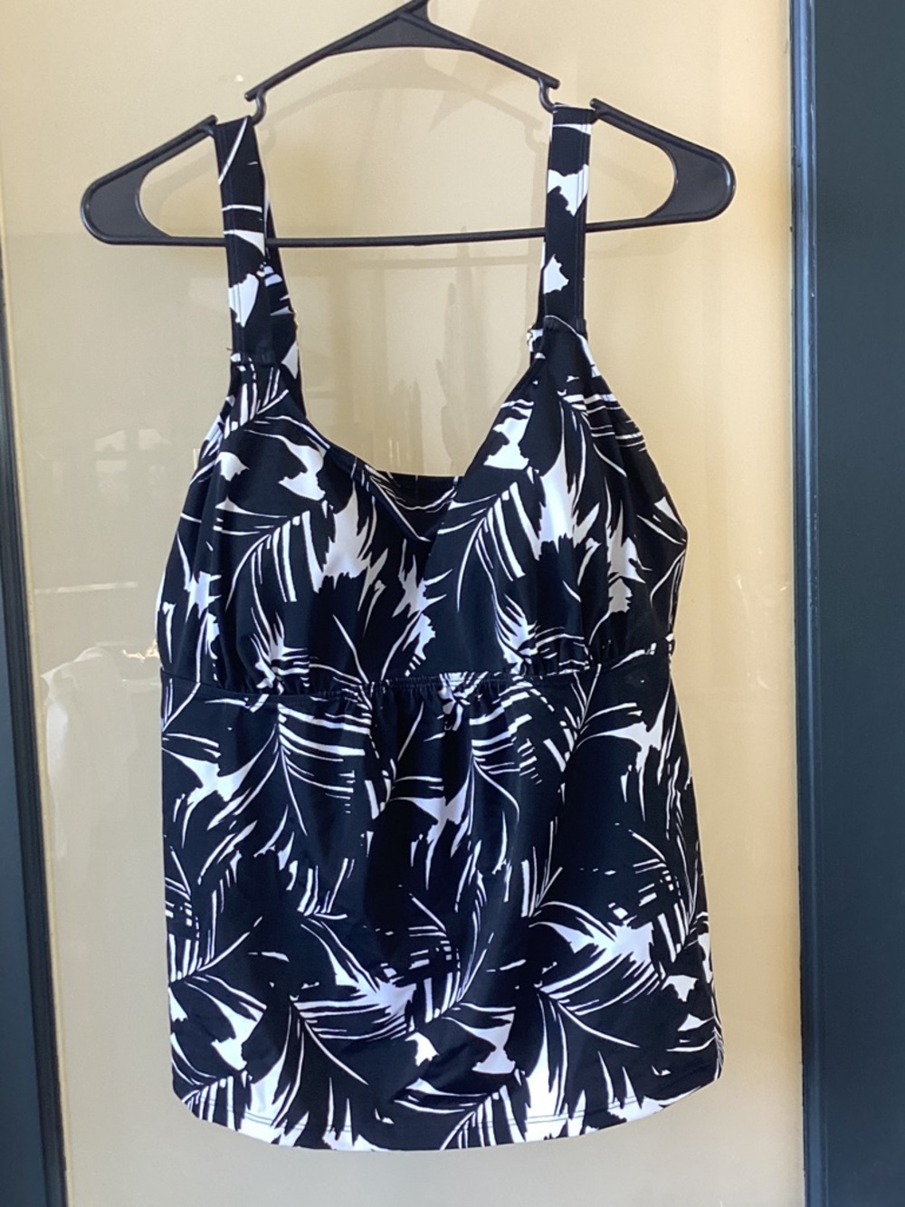 Belle by Kim Gravel Black and White Palm-Print Tankini 3 pc. set